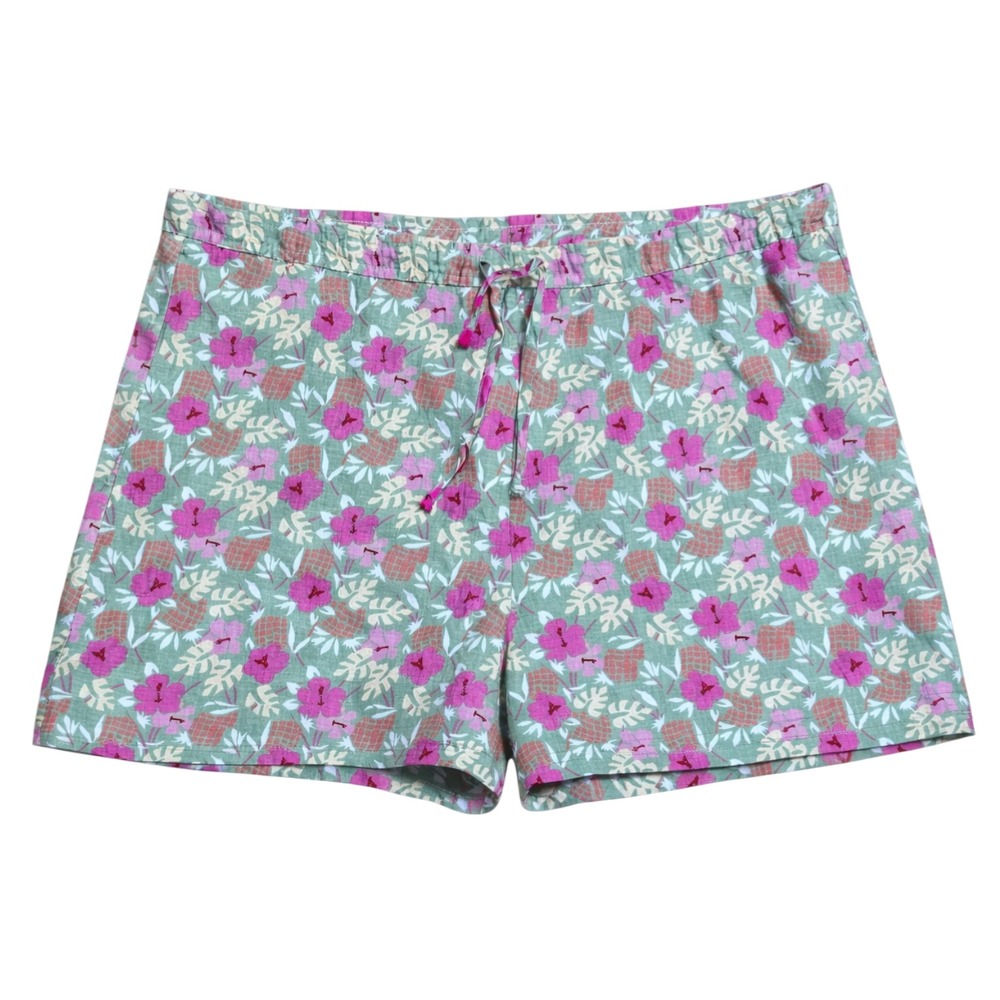 Harold's Cottagecore 100% Linen Floral Shorts Women Size 10 Coastal Grandma Chic